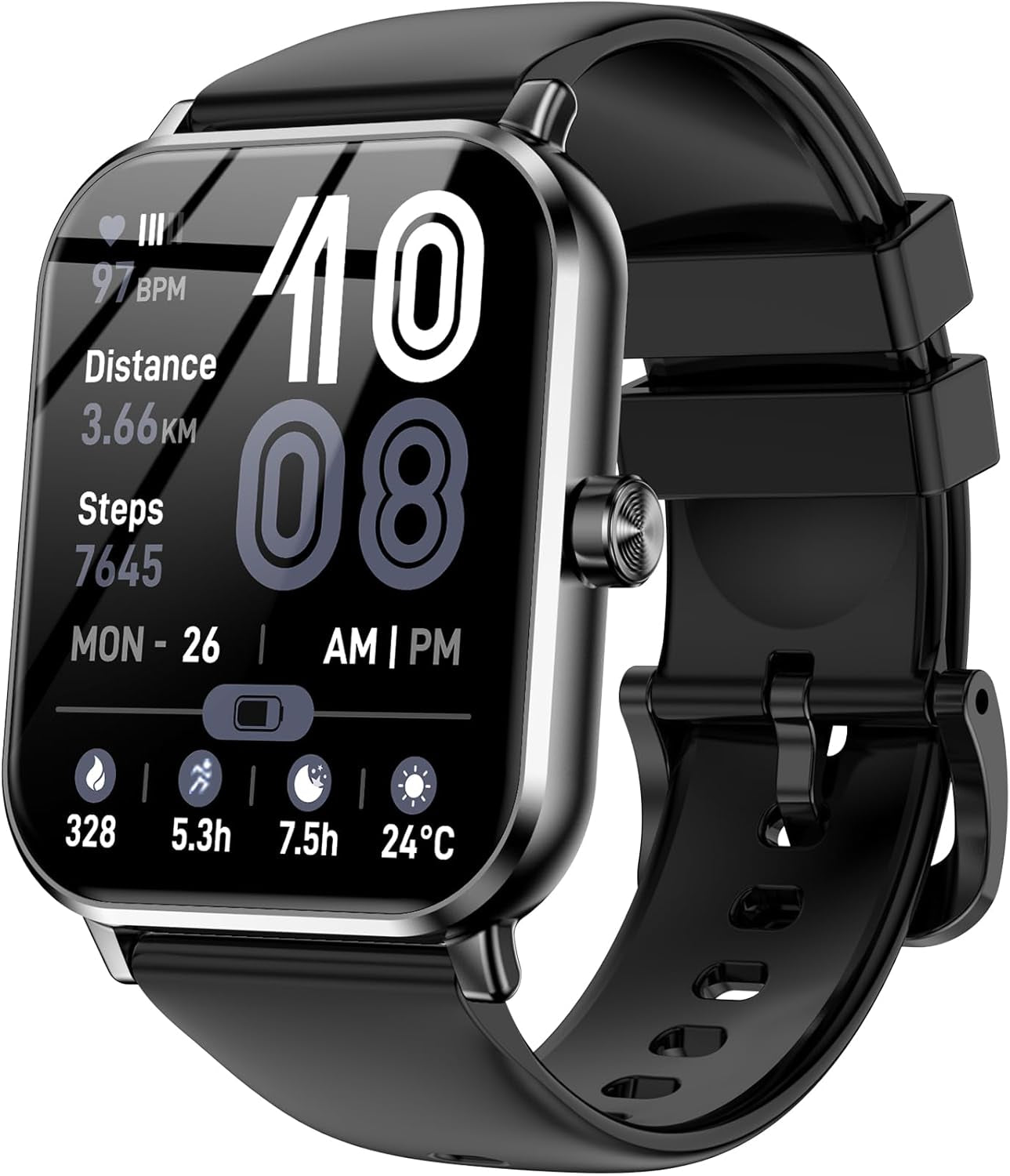 Smart Watch for Men Women, 1.83" HD Touchsreen, Bluetooth Calling, 5 ATM Water-Resistance, 130+ Sports Modes, Health, Fitness & Sleep Tracker, Timer, Fitness Watch for Android/Ios, Black