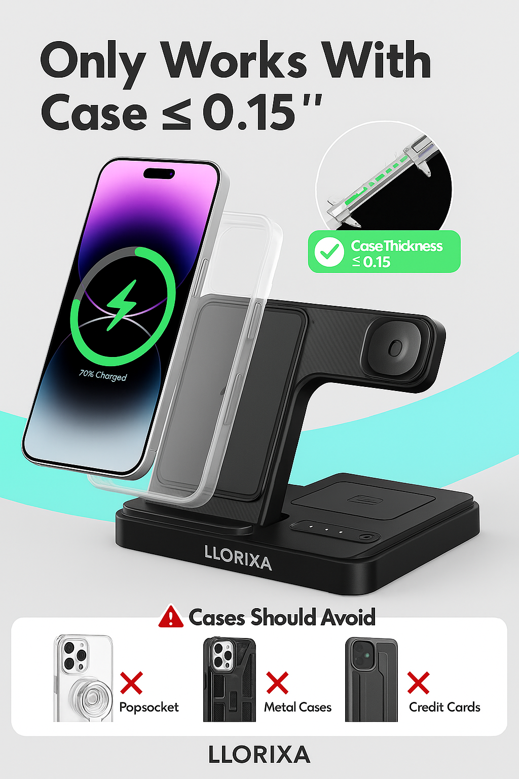 3-in-1 Fast Wireless Charger Stand – Charge iPhone, Apple Watch & AirPods Together