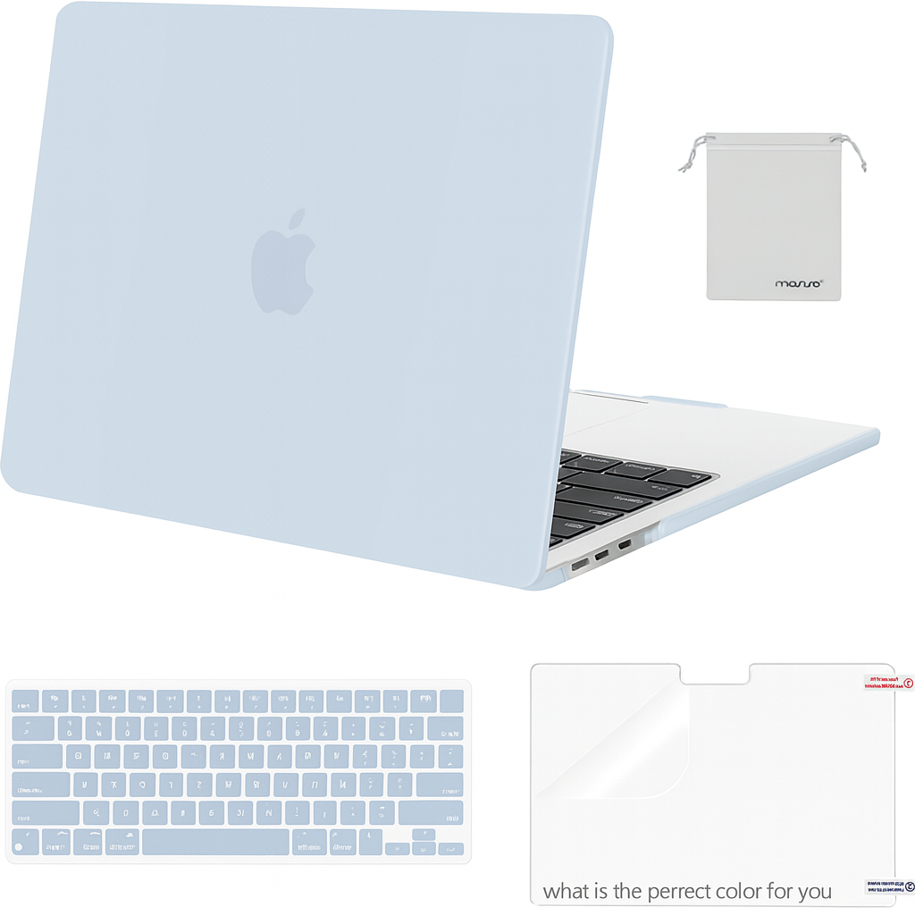 MacBook Air 13-Inch Case (M4/M3/M2, 2022–2025) – Hard Shell + Keyboard Cover + Screen Protector + Pouch