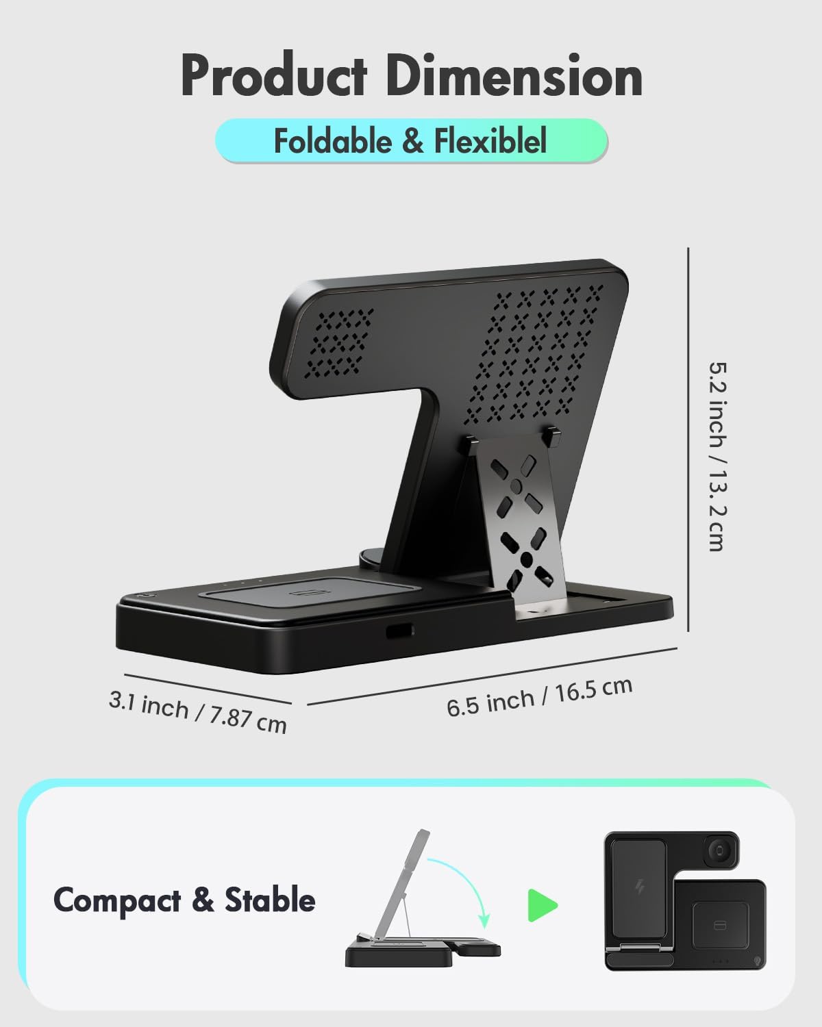 3-in-1 Fast Wireless Charger Stand – Charge iPhone, Apple Watch & AirPods Together