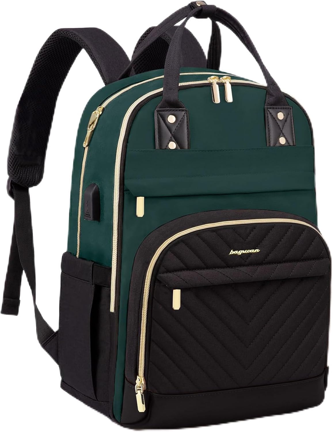 Laptop Backpack for Women – 15.6" Waterproof Work & Travel Bag with USB Charging Port, Anti-Theft Design, College School Bookbag for Nurse, Teacher & Business (Beige/Black/Brown)
