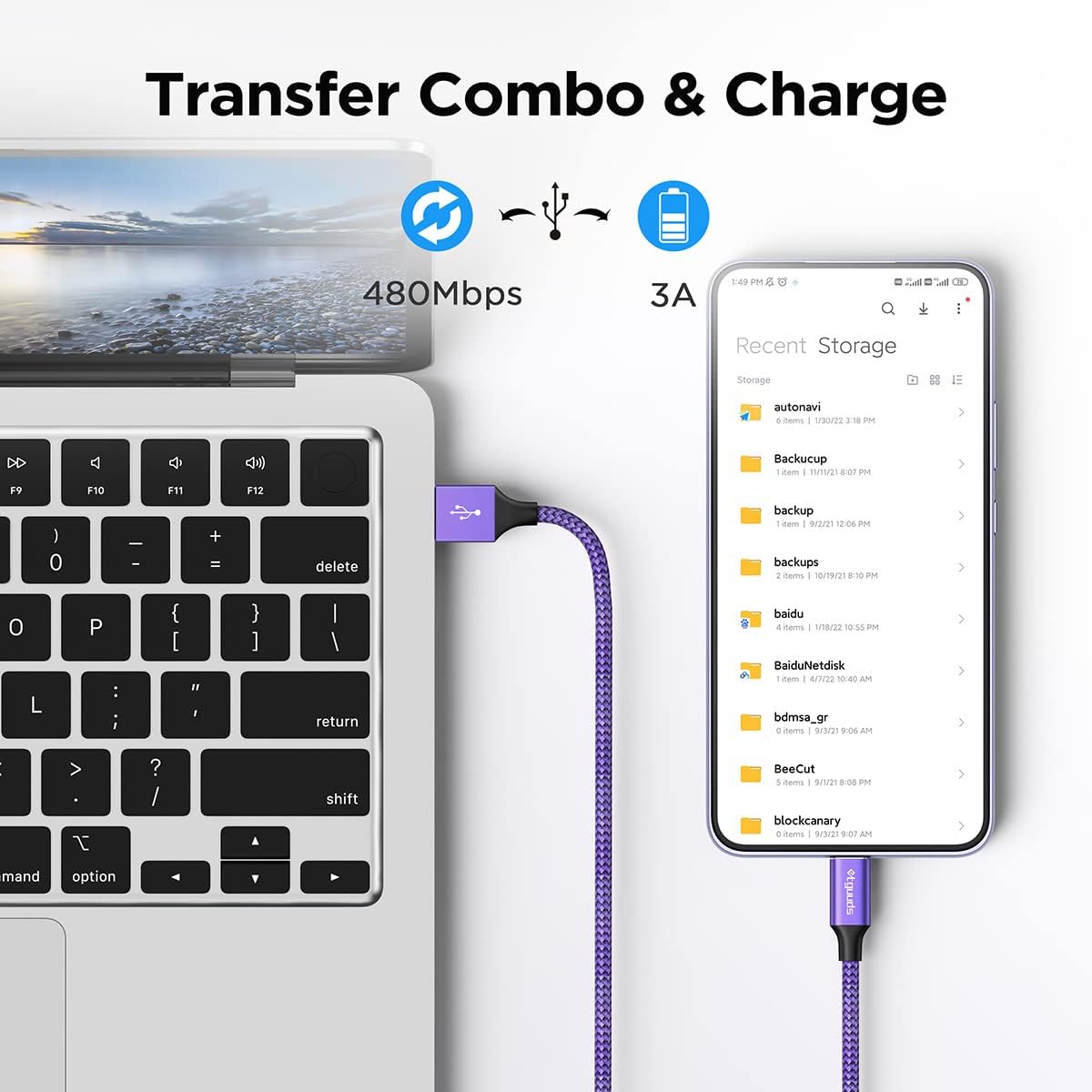 USB-C Fast Charging Cable – 5-Pack Durable Braided Type-C Cords (3FT) for iPhone 15, Samsung Galaxy, Pixel, Moto & More