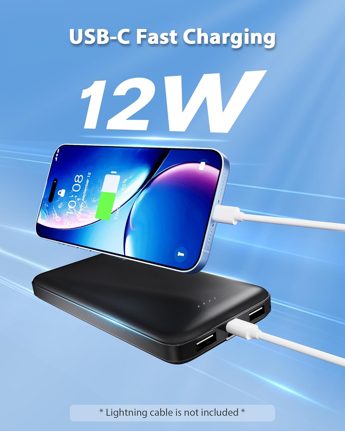 2-Pack 10000mAh Fast Charging Power Banks – Dual USB + USB-C Portable Phone Chargers